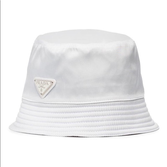 Prada Accessories - Prada white re-nylon bucket hat
